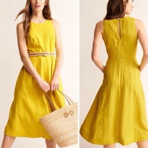 NWT Boden Carla Linen Fit and Flare Midi Dress Size 10 Resort Old Money Classic